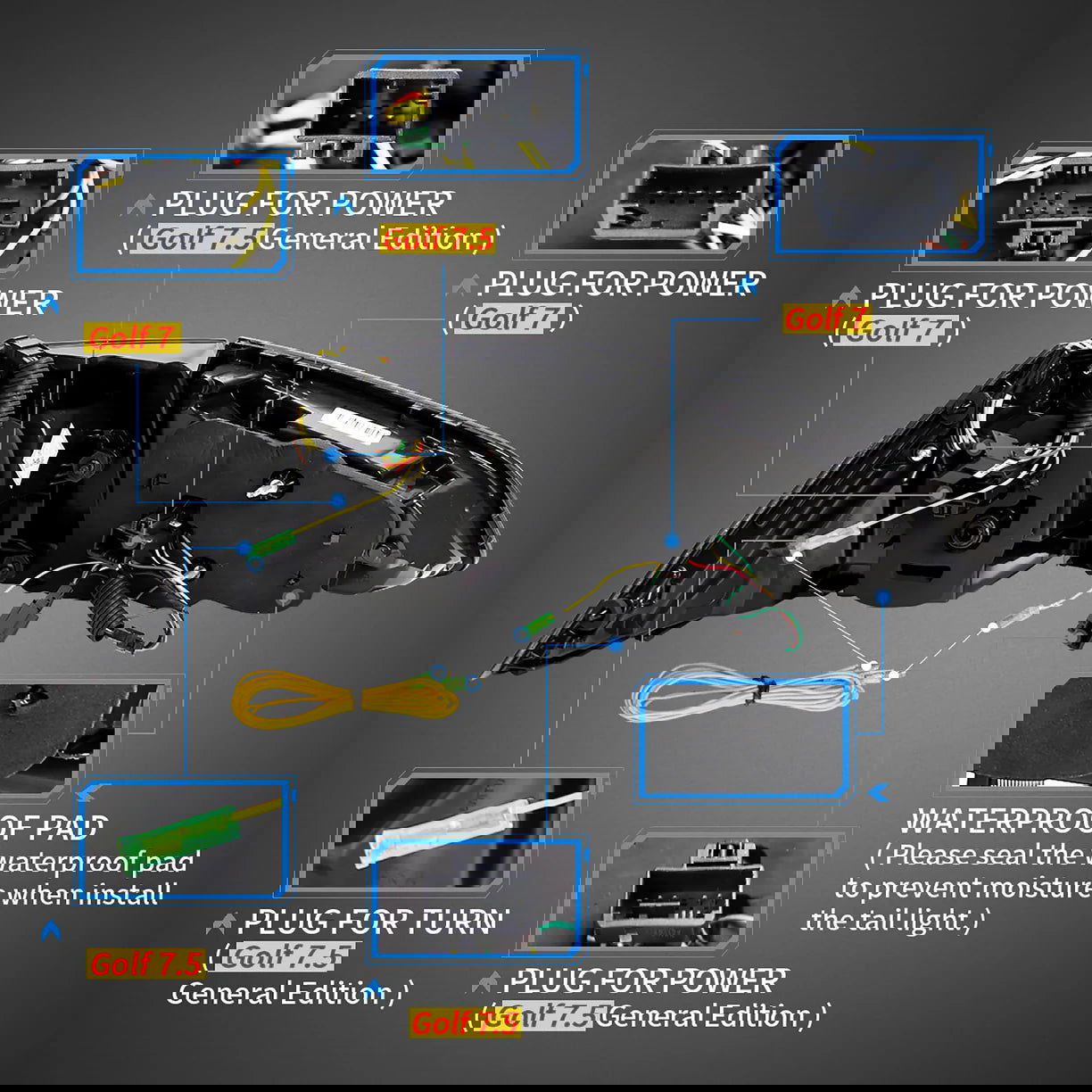 VLAND LED Taillights for Volkswagen Golf 7 MK7 MK7.5 2013-2019 (Not fit for Golf GTI 7.5|Golf R| Wagon|Halogen Models) - DTS AUTOMOTIVE