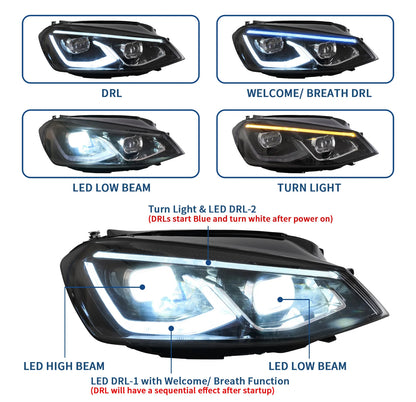 Volkswagen Golf MK7/MK7.5 2013-2017 VLAND Headlights