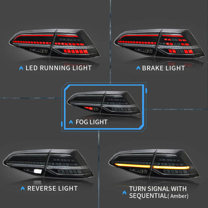VLAND LED Taillights for Volkswagen Golf 7 MK7 MK7.5 2013-2019 (Not fit for Golf GTI 7.5|Golf R| Wagon|Halogen Models) - DTS AUTOMOTIVE